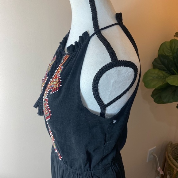 Madewell Embroidered Black Boho Aztec Maxi Dress Halter Top size Small EUC - Picture 7 of 11